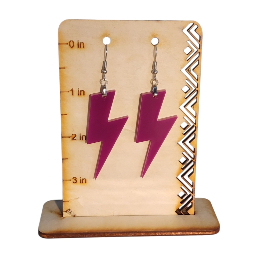 Purple Lightning Bolt Acrylic Drop Earrings